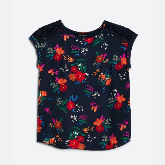 Worn Once! FORTUNE + IVY Allison Mixed Material Blouse - Picture 2 of 4